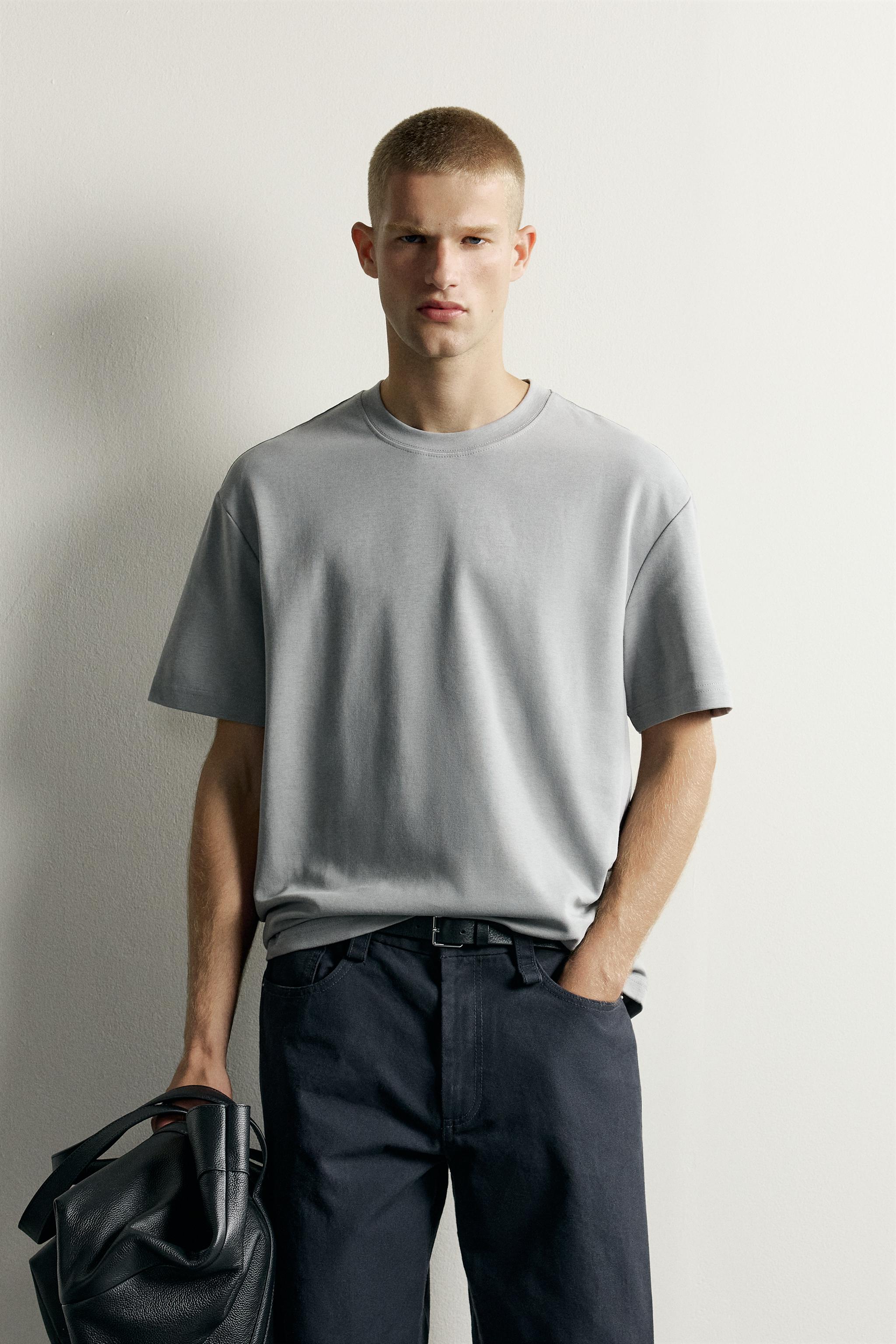 RELAXED FIT INTERLOCK T-SHIRT /04 — Mid-gray