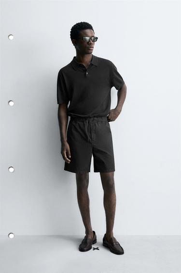 BERMUDA LAVADA REGULAR FIT - Negro de Zara