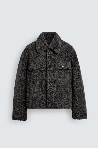 リラックスフィット フェイクファージャケットグレー/ブルーZaraのリラックスフィット フェイクファージャケット - グレー/ブルー