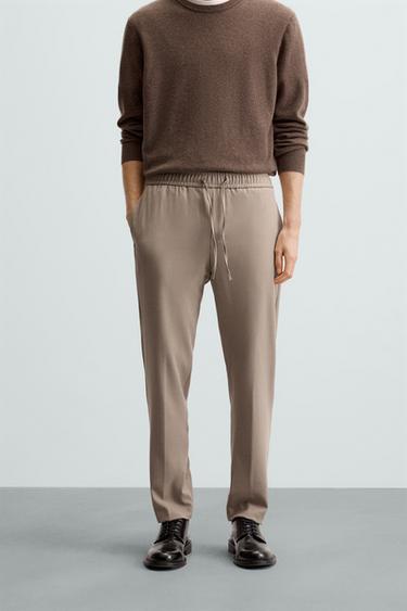 PANTALÓN CINTURA JOGGER REGULAR FIT - Tostado oscuro de Zara