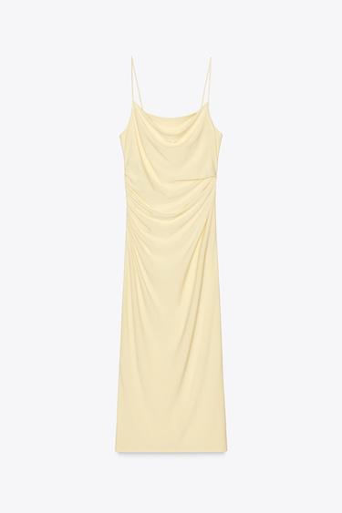 VESTIDO MIDI FRUNCES - Amarillo de Zara