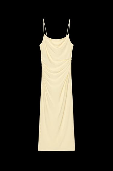 MIDI DRESS WITH GATHERING - Yellow by Zara - Image 0
