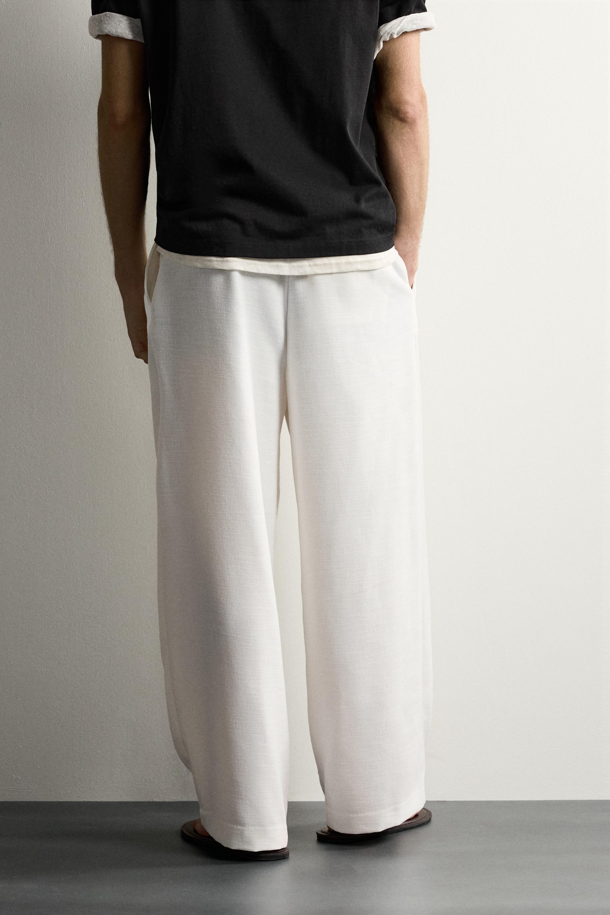 Zara DOKULU PİLİLİ RELAXED FIT PANTOLON görsel 3