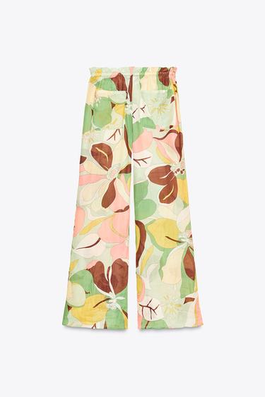 PANTALON IMPRIMÉ FLEURS RAMIE ZW COLLECTION - Vert de Zara - Image 8