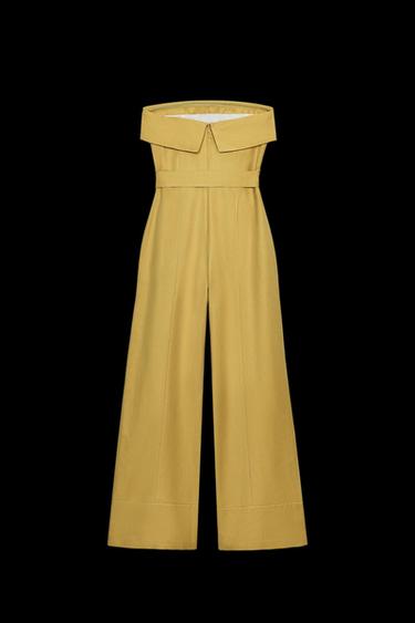 STRAPLESS JUMPSUIT - Mustard by Zara