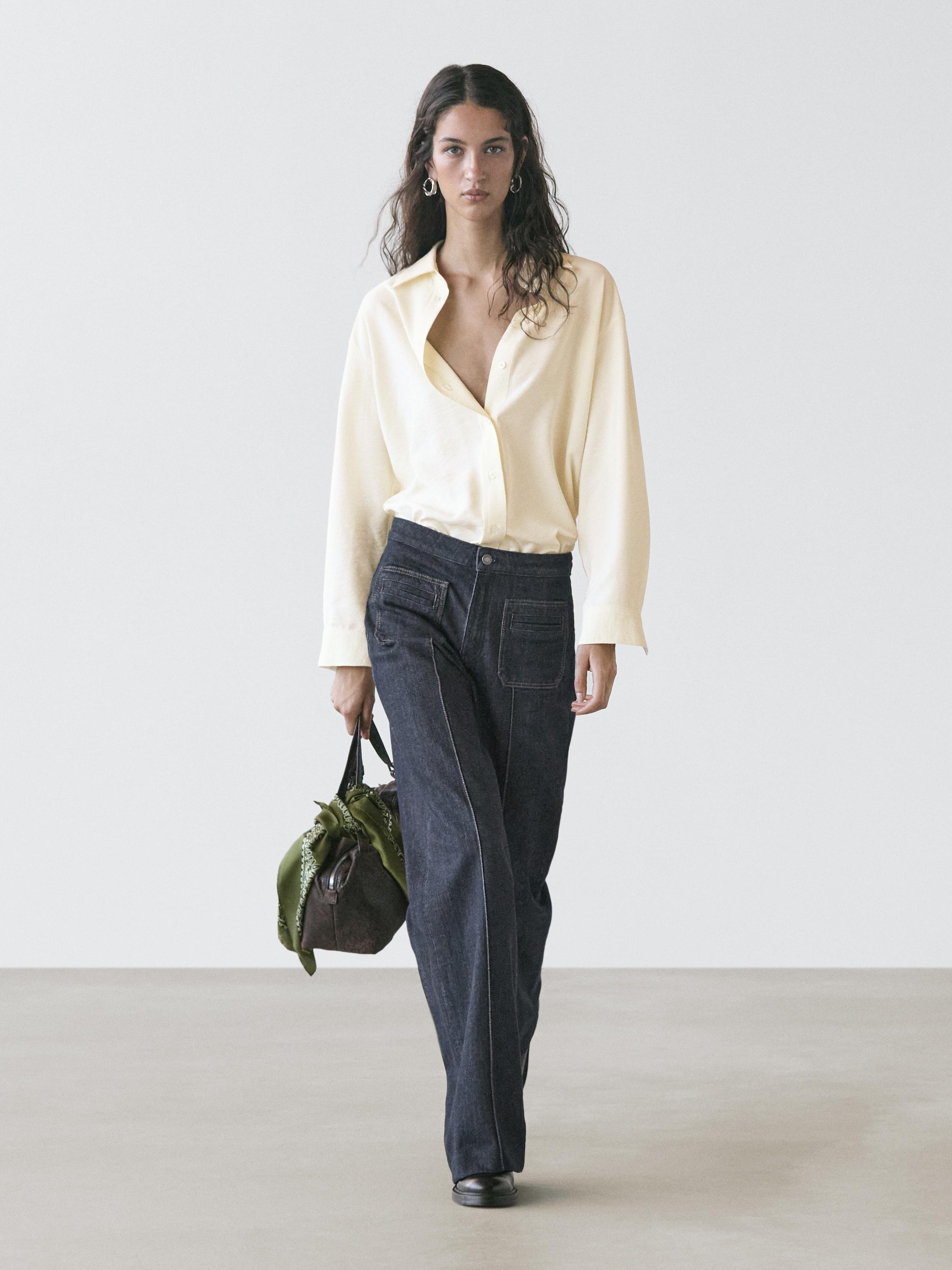 Flare fit high-waist jeans with pockets