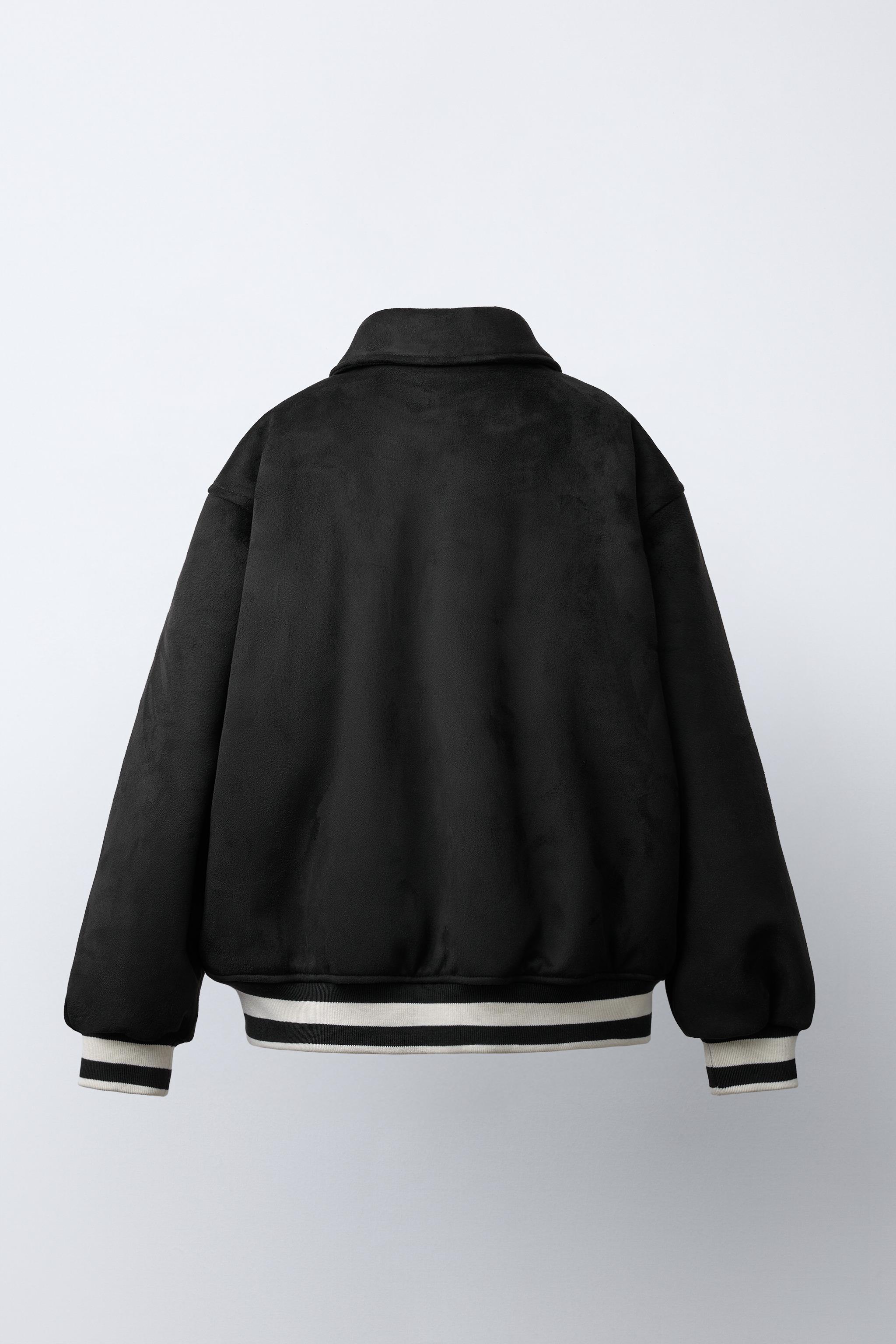 BLOUSON BOMBER EFFET DAIM À INSCRIPTION BRODÉE
