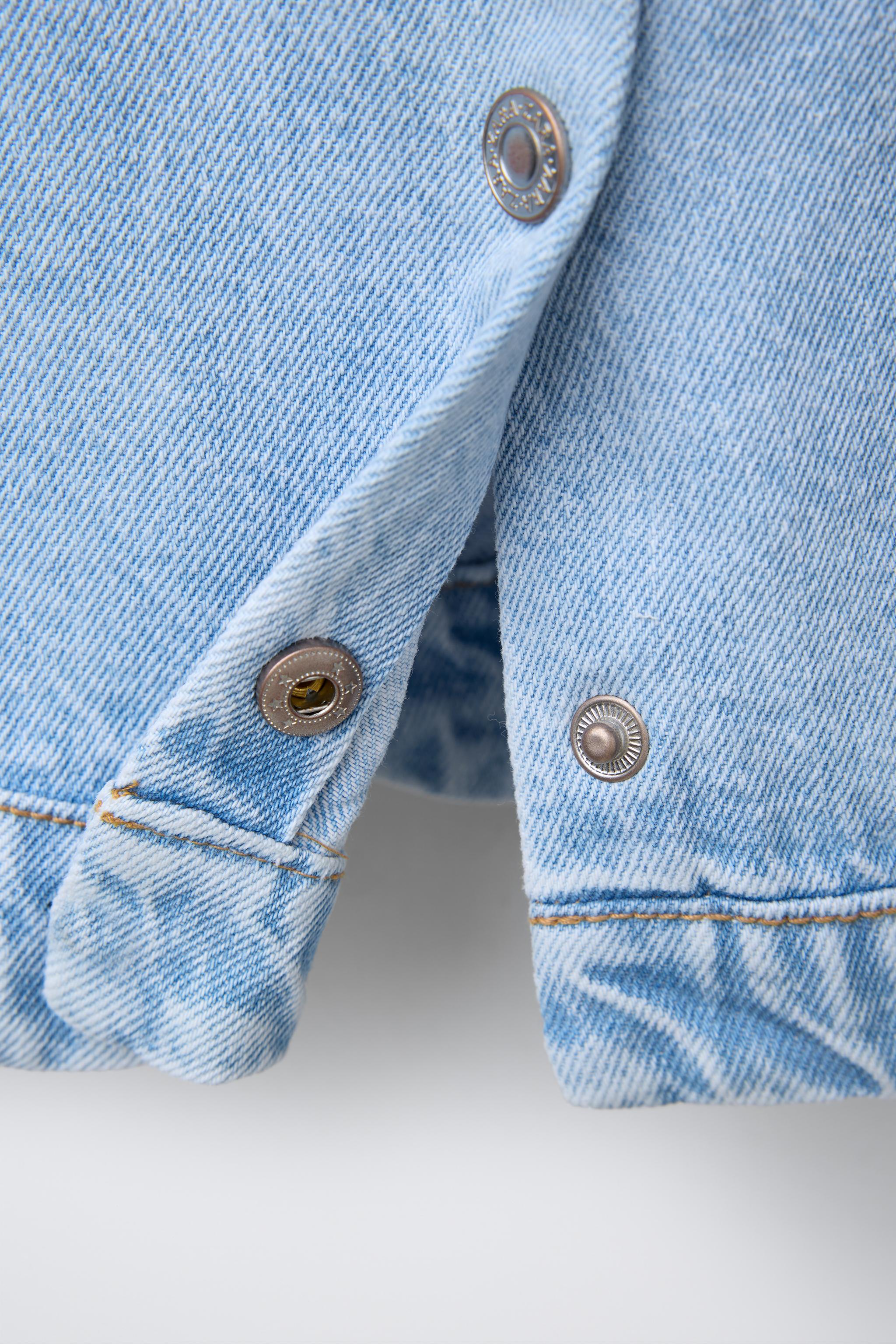 EMBROIDERED FLORAL DENIM TOP - Light blue | ZARA United States