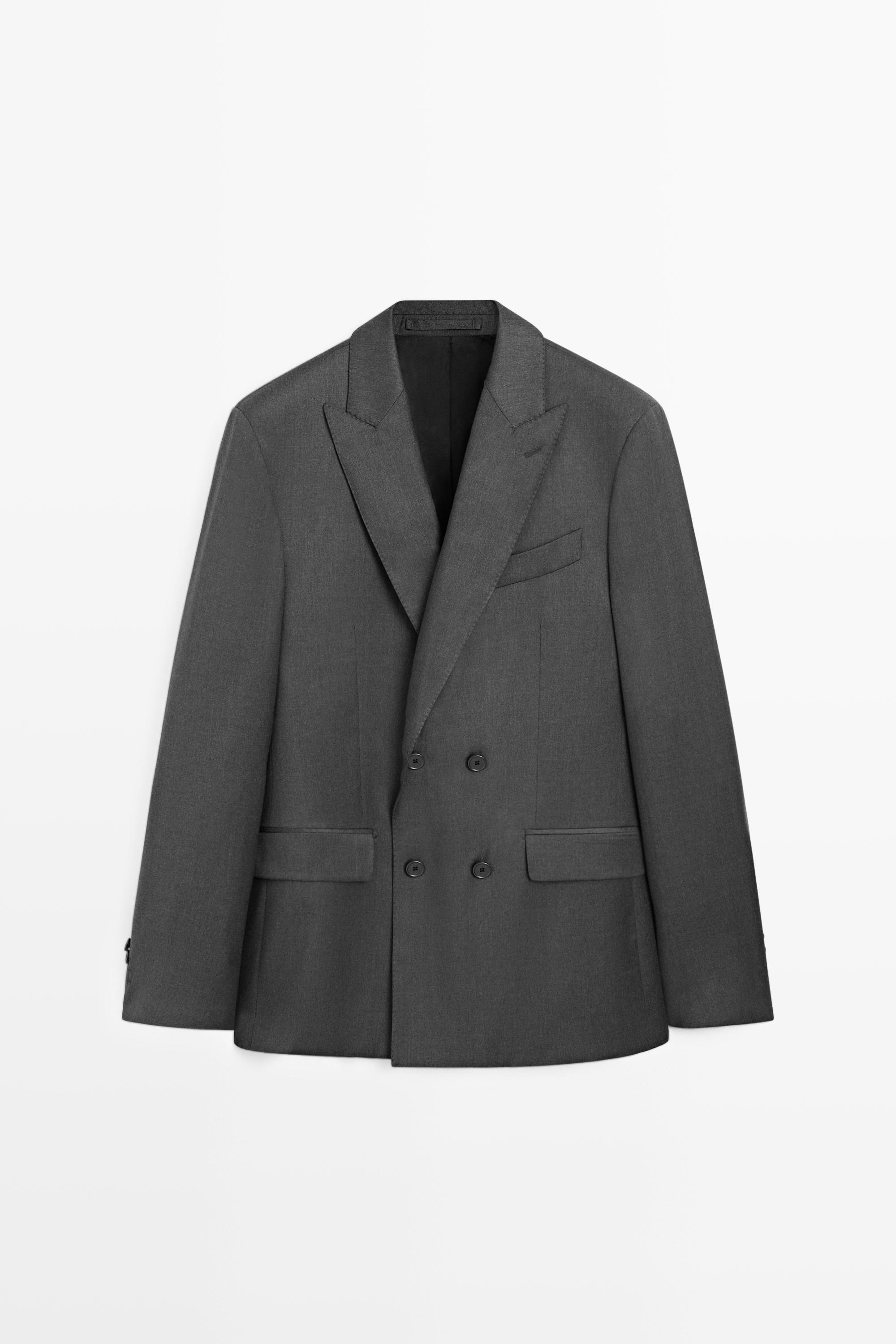Blazer de costume croisé 100 % laine froide