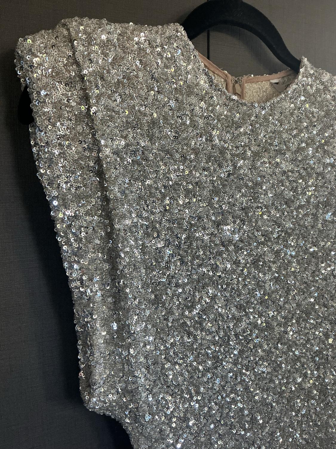 SHOULDER PADS SEQUIN DRESS ZW COLLECTION - Image 3
