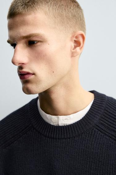 PULL STRUCTURÉ COUPE BOXY - Bleu marine foncé de Zara - Image 4