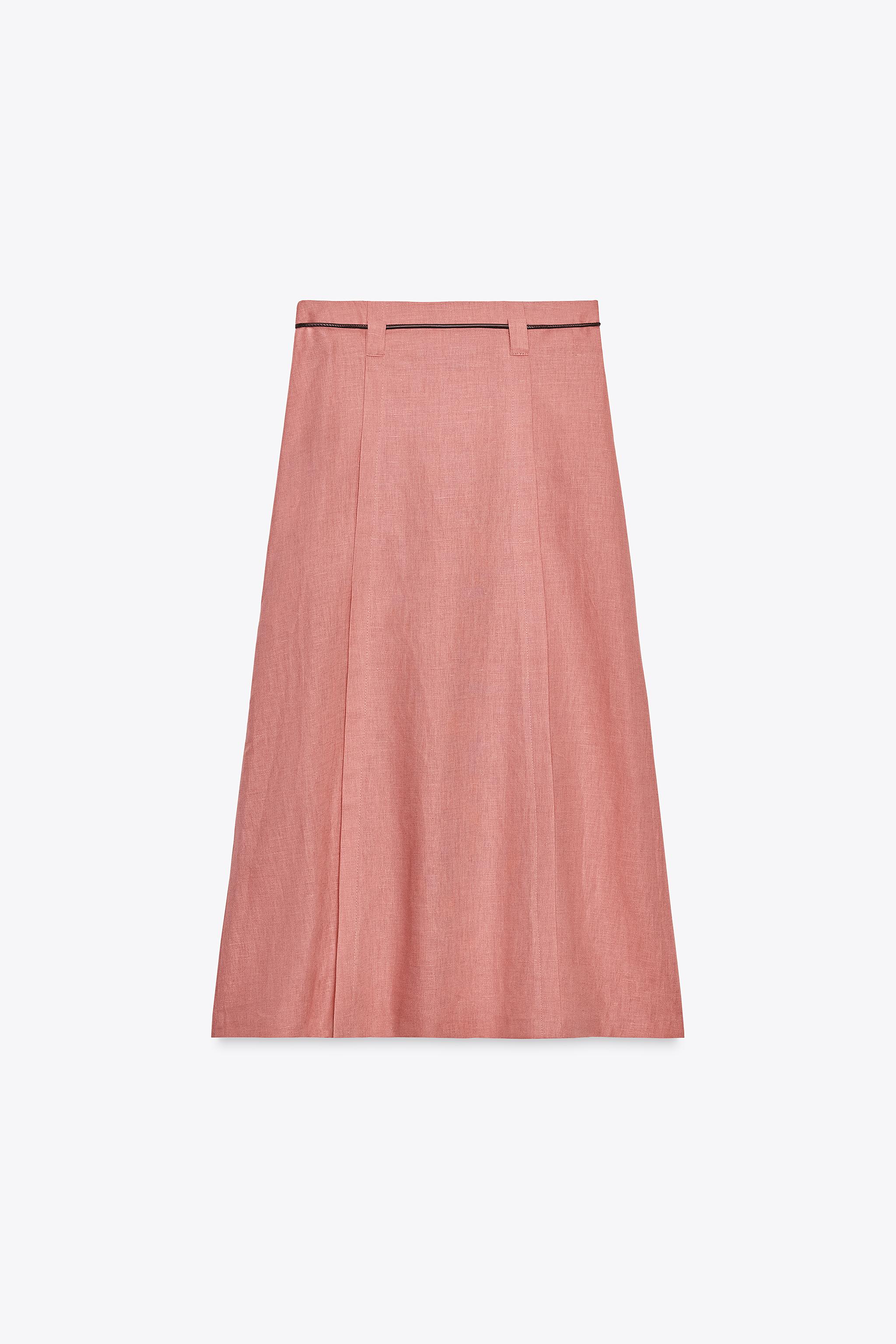 JUPE MIDI CEINTURE AVEC LIN