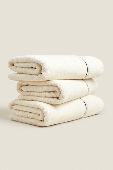 EMBROIDERED TRIM BATH TOWEL - Ecru / Black by Zara - Image 5