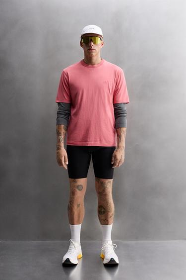 Zara HEAVY WEIGHT EMBROIDERED T-SHIRT - Salmon