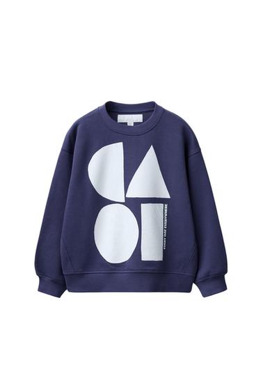Zara SHAPE PRINT SWEATSHIRT - Blue