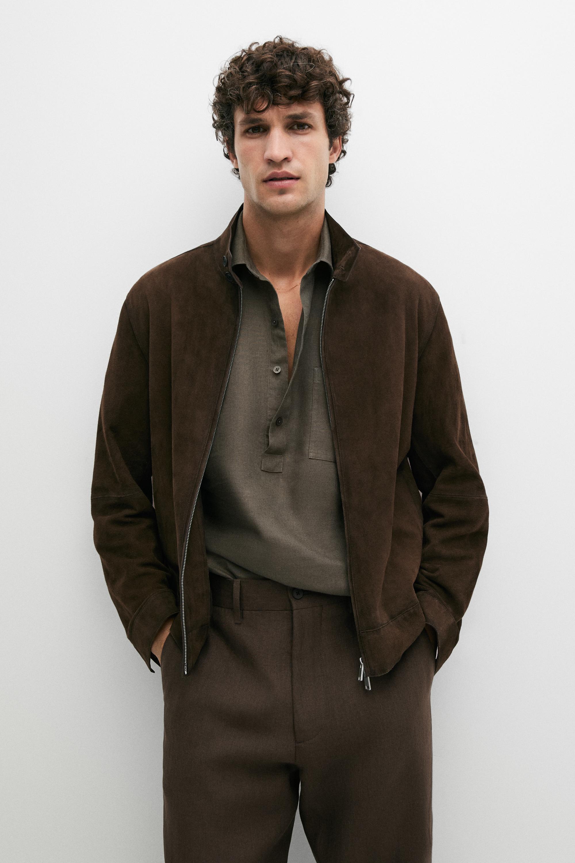 Veste en cuir finition daim
