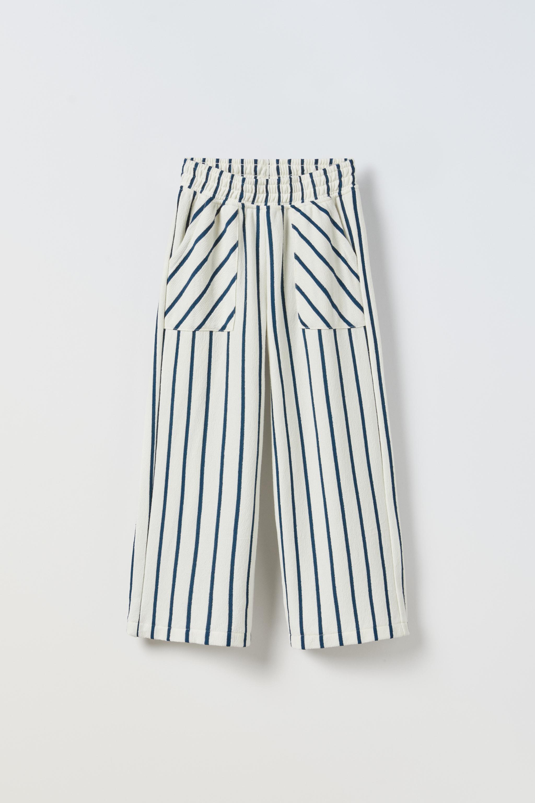 Zara blue and white striped sales pants