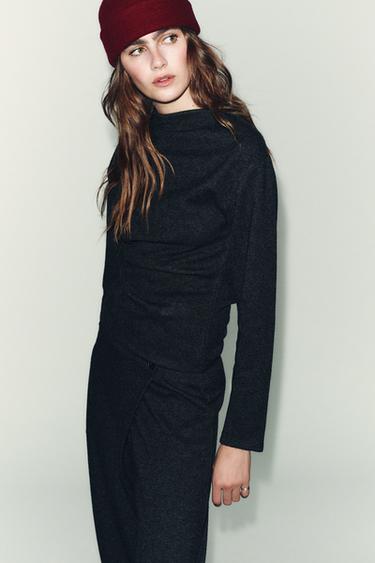 Zara SOFT DRAPED TOP - Gray