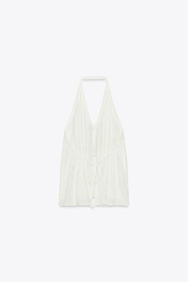 OPEN-BACK HALTER TOP - Light beige by Zara - Image 3