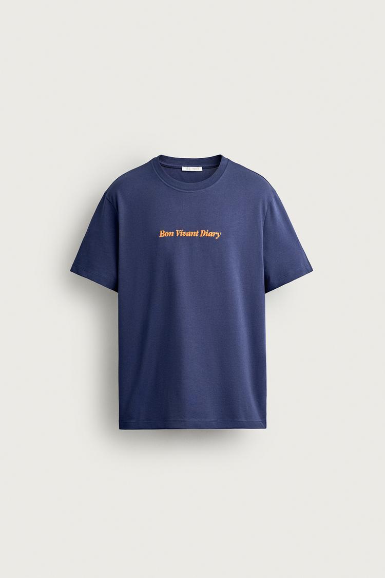 RELAXED FIT EMBROIDERED SLOGAN T-SHIRT
