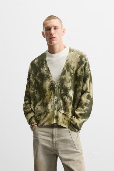 TIE-DYE PRINT CARDIGAN - Green by Zara