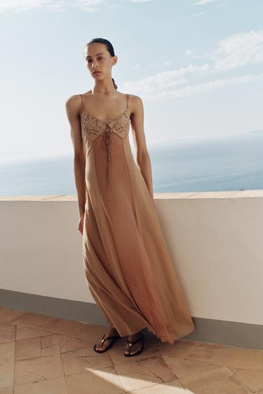 COMBINED CROCHET DRESS - Pink by Zara