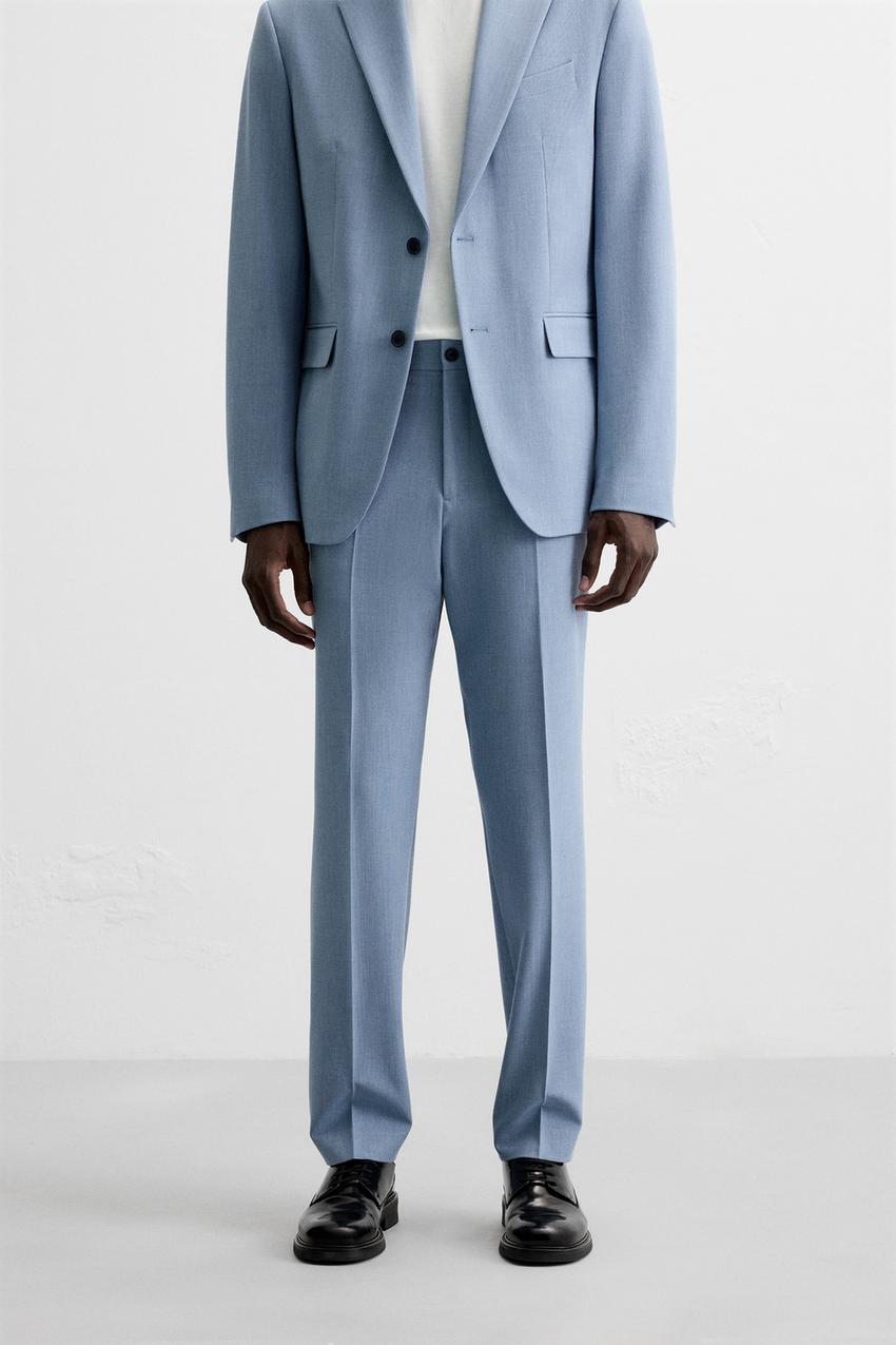 テクスチャー スーツ パンツ - 空色 | ZARA Japan / 日本 