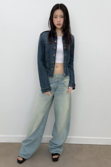 XHAKETË DENIM TRF ME ILIQE DHE KOPSA - Blu marinari nga Zara