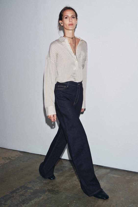 JEANS ZW COLLECTION WIDE LEG TIRO ALTO - Azul de Zara - Imagen 0