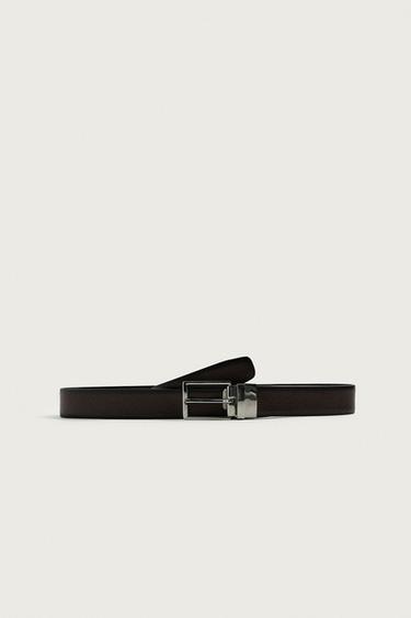 CINTURÓN PIEL REVERSIBLE - Marrón de Zara