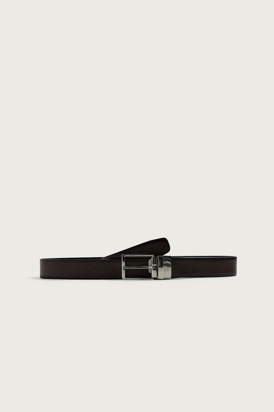 CINTURÓN PIEL REVERSIBLE - Marrón de Zara - Imagen 0