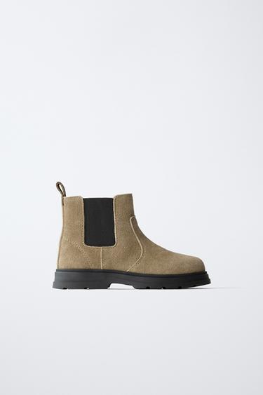 Zara SPLIT LEATHER BOOTS - Mink Gray