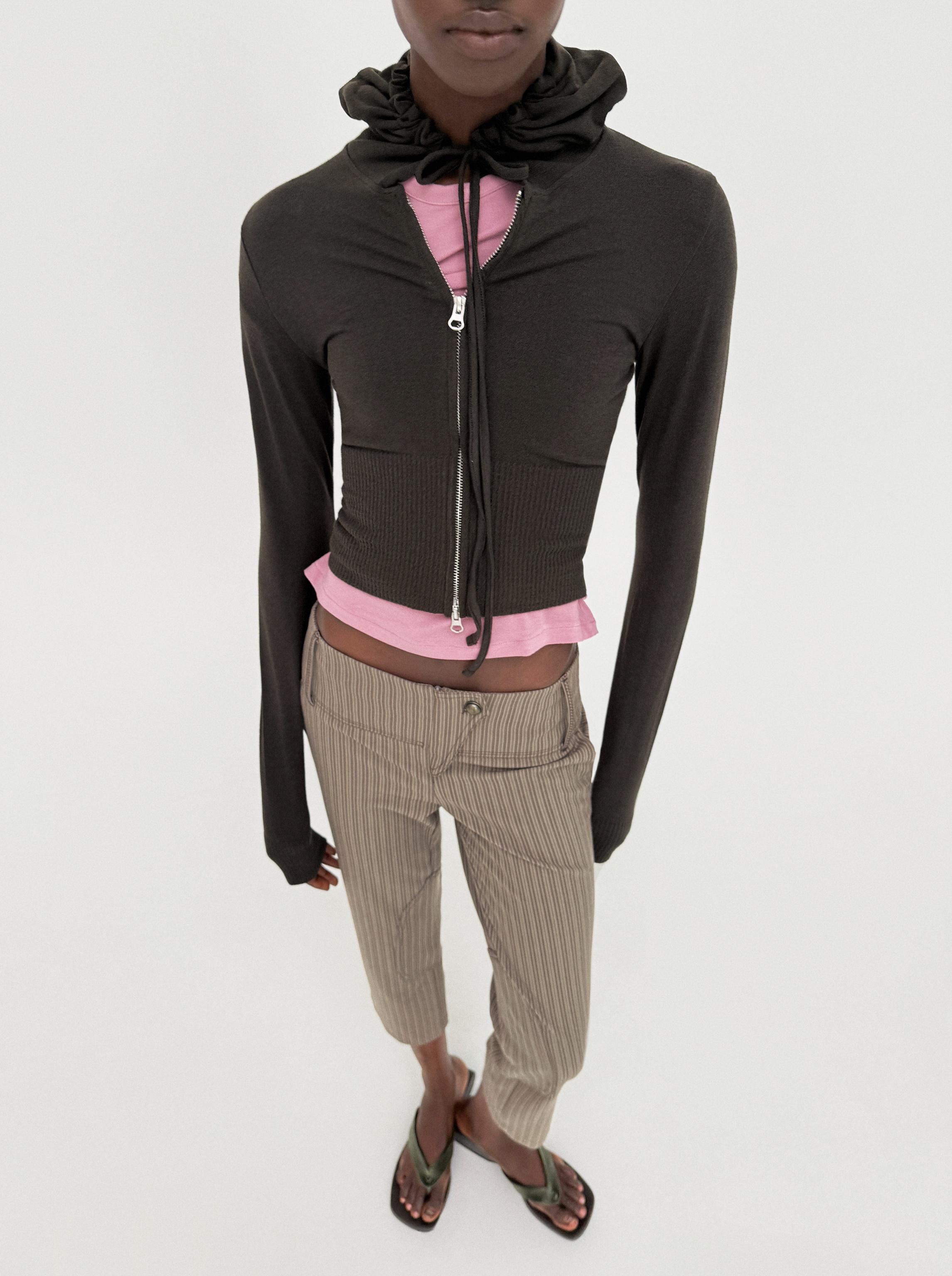 SEAMLESS CROPPED SWEATSHIRT — brown vigore