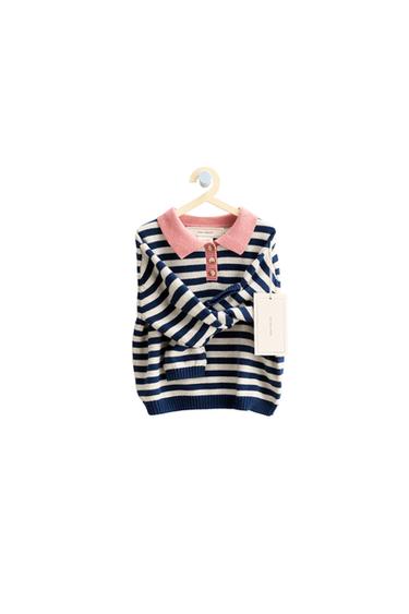 ZARA TIMELESS - JERSEY POLO RAYAS - Crudo / Marino de Zara