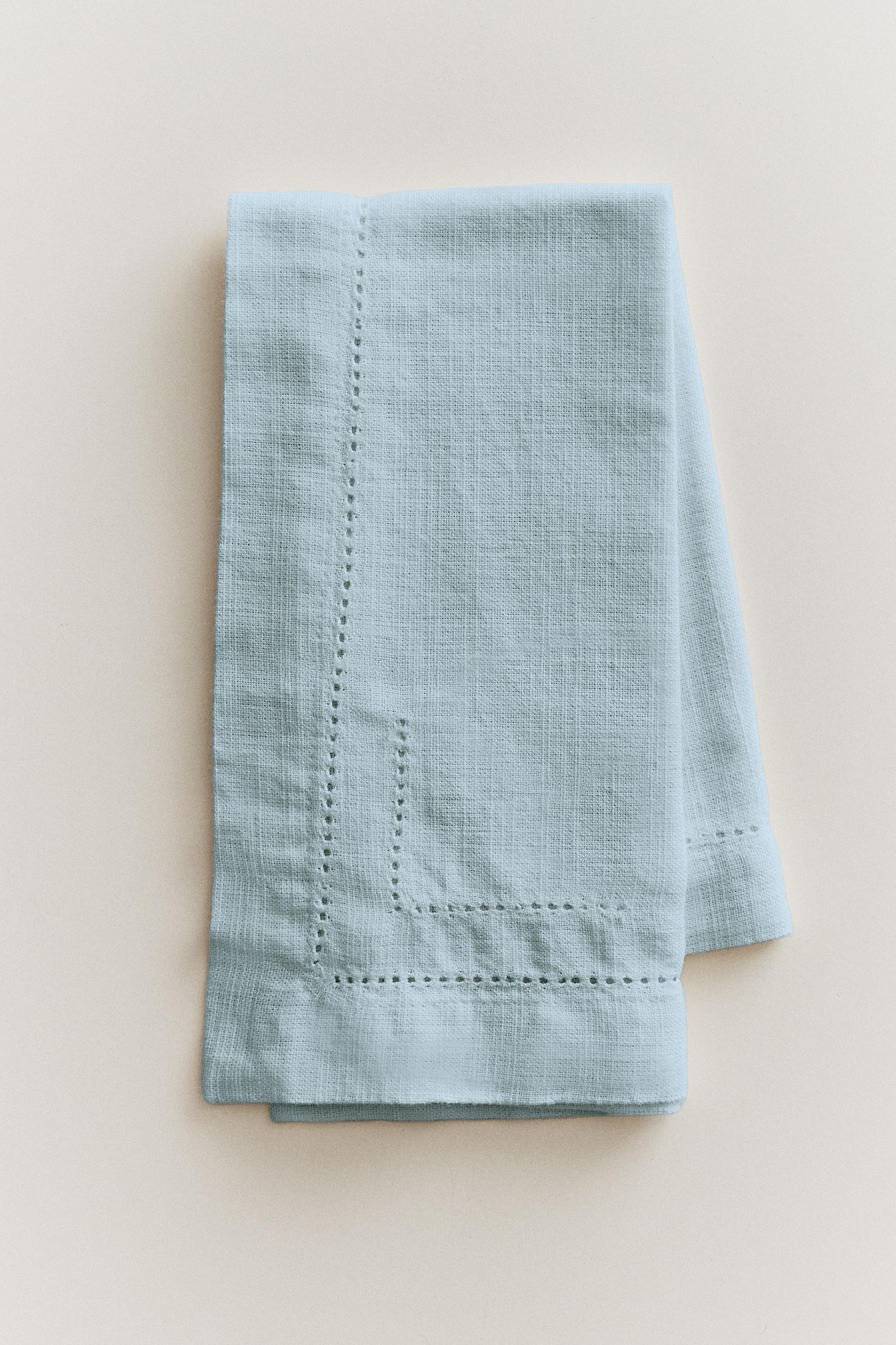 COTTON HEMSTITCHED NAPKINS (PACK OF 2) — Bluish