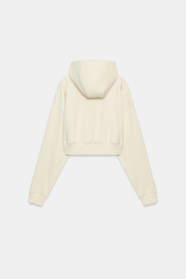 SWEAT COURT À CAPUCHE - Écru de Zara - Image 6