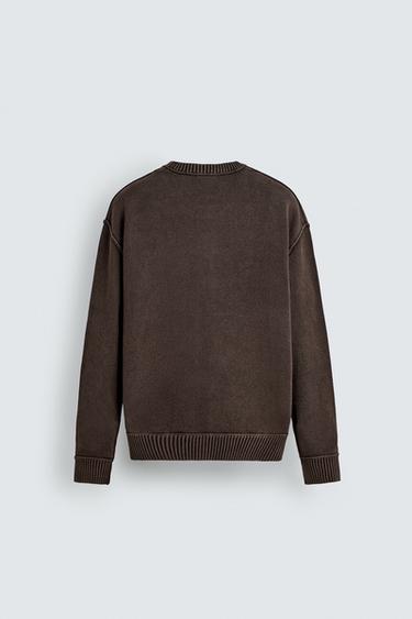 PULL IMPRIMÉ DÉLAVÉ - Marron de Zara - Image 8