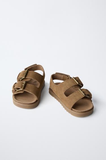 LEATHER BUCKLE SANDALS - Brown by Zara - Image 3