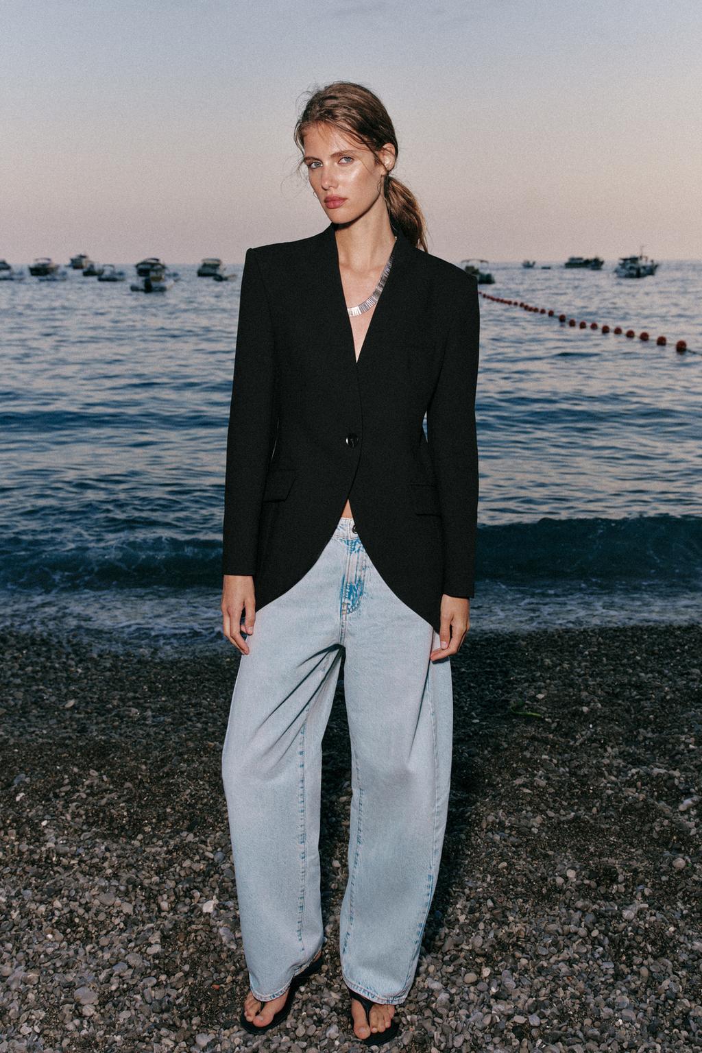 ASYMMETRIC PADDED SHOULDER BLAZER - image 2