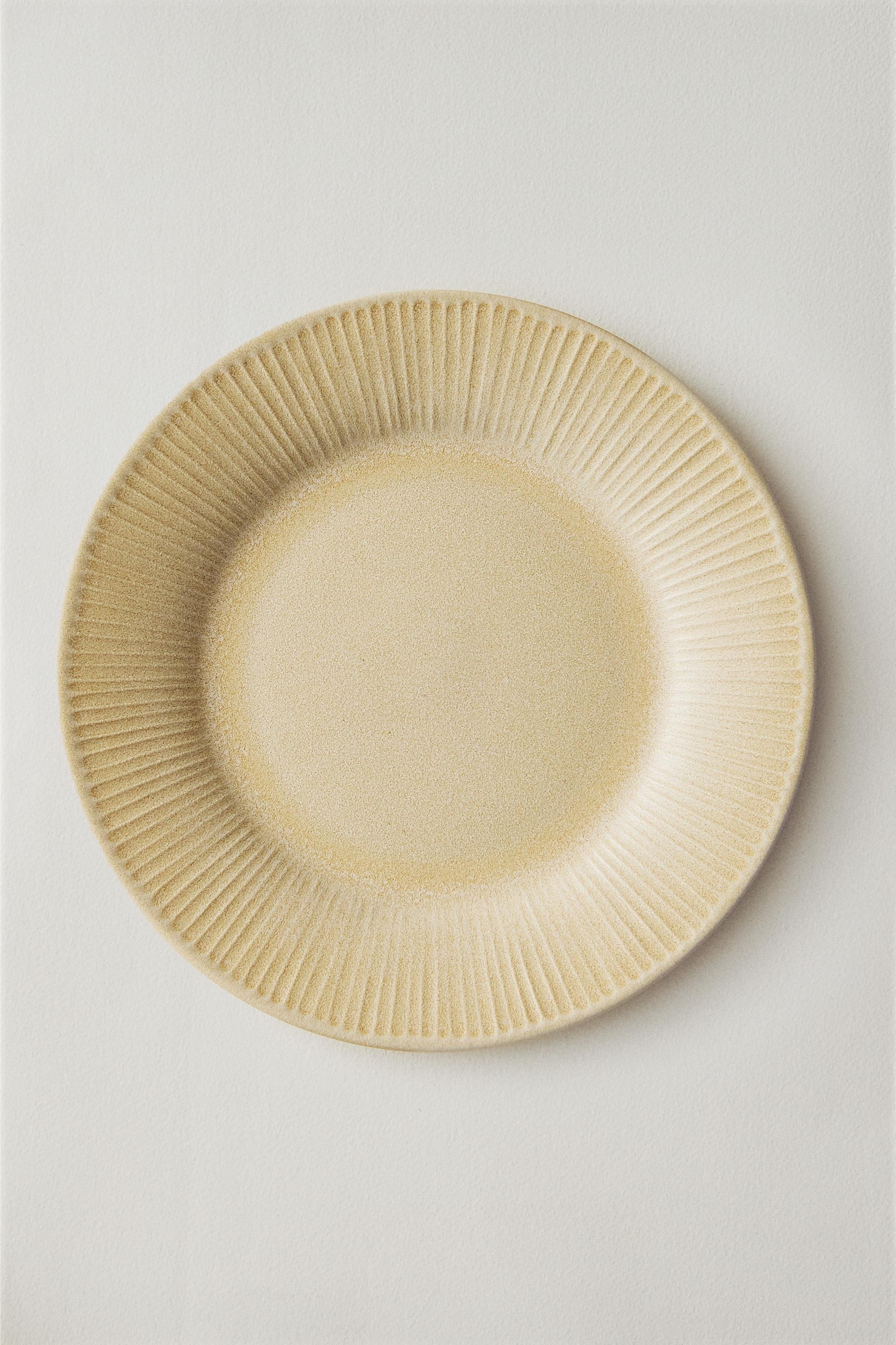 ASSIETTE À DESSERT GRÈS RAYÉE