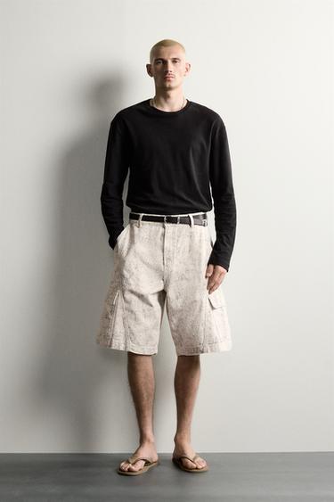 BERMUDA CARGO RELAXED FIT À IMPRIMÉ ABSTRAIT - Imprimée de Zara - Image 0