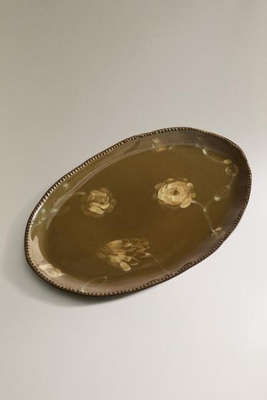 LARGE FLORAL BATHROOM TRAY - Khaki by Zara - Image 1