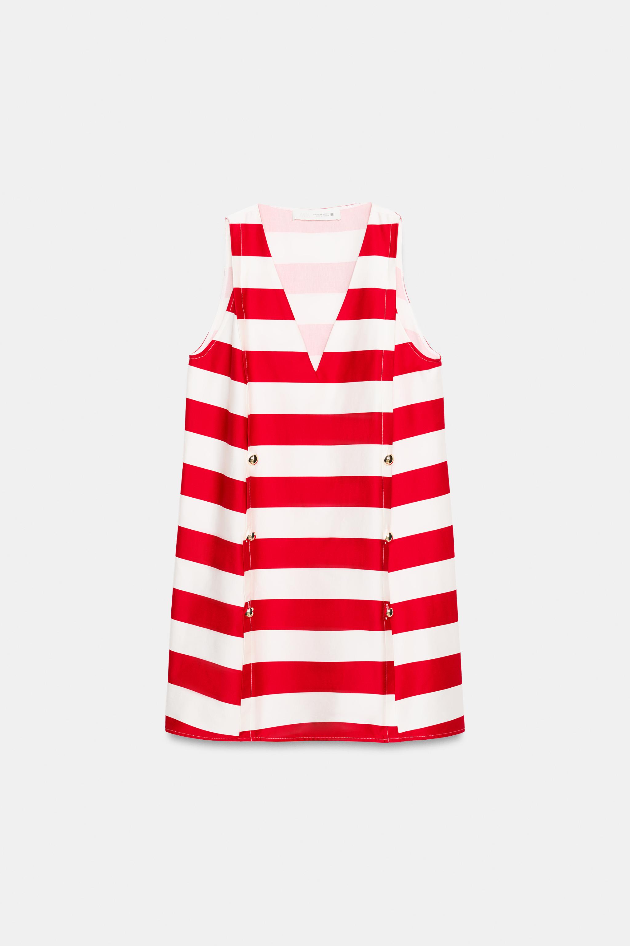 STRIPED MINI DRESS - White / Red | ZARA United States STRIPED MINI DRESS - White / Red | ZARA United States