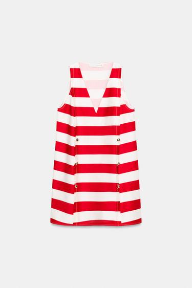 ROBE COURTE À RAYURES - Blanc / Rouge de Zara - Image 5