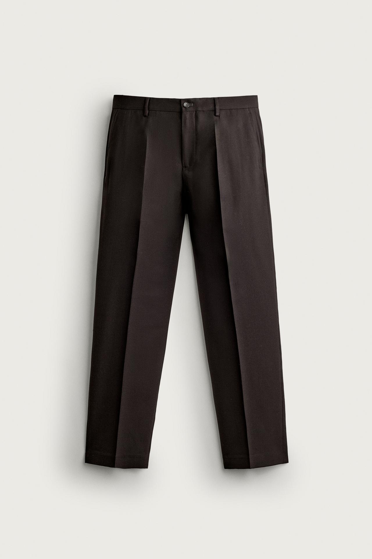 WOOL SUIT PANTS — Brown