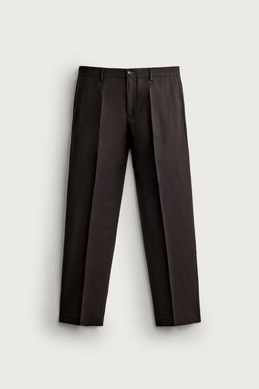 WOOL SUIT PANTS — Brown 1