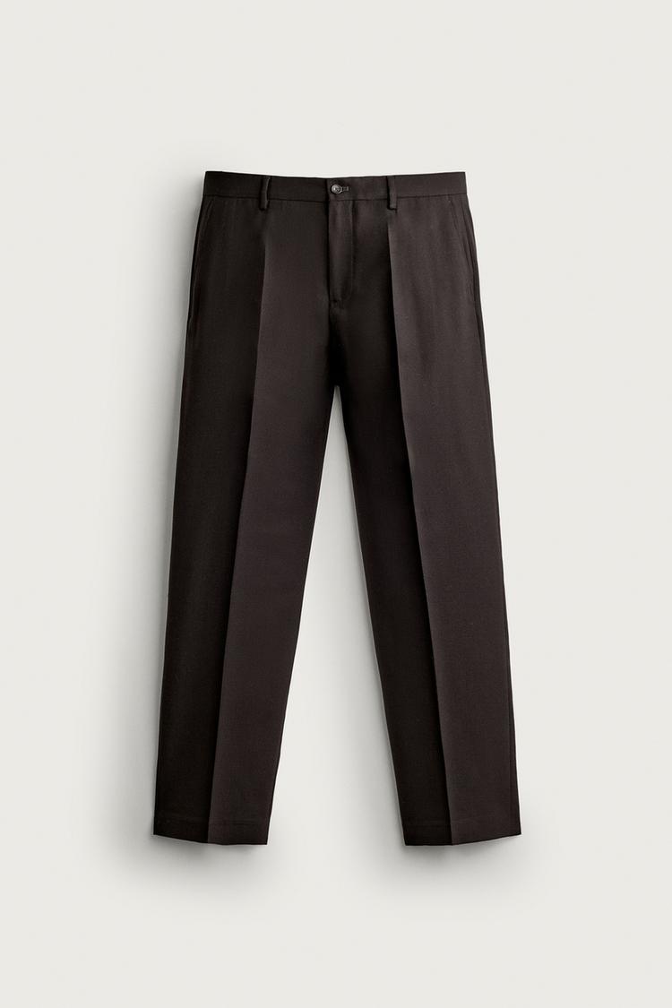 WOOL SUIT PANTS — Brown