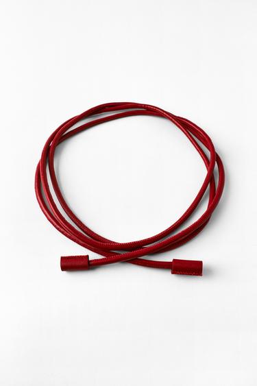 KOŽENÝ PÁSEK SE ŠŇŮRKOU 100% - Červená od Zara