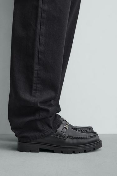 Zara 金屬貼飾樂福鞋 - 黑色 - 圖片 0