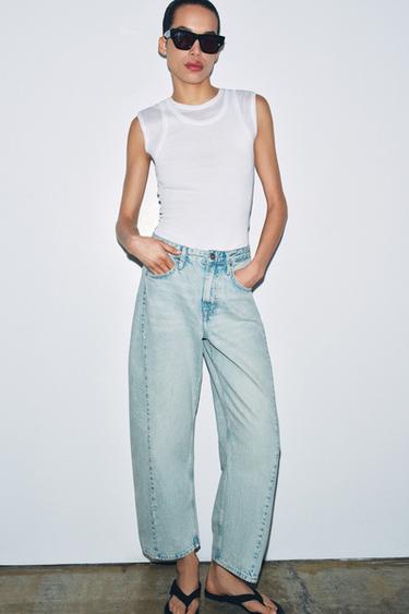 JEANS ZW COLLECTION ANKLE RELAXED TIRO MEDIO - Azul claro de Zara